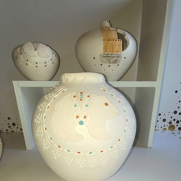 5 PC LOT OF VINTAGE "SHARLEEN PEDRO" SIGNED HANDMADE LAGUNA NM RARE VASES - Picture 6 of 9